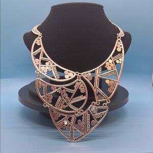 # P20. Chico's Silver Geometric Bib Necklace
